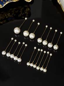 20个新娘U型发夹，婚礼水晶珍珠发叉发饰，情人节配饰 - 白色 - 查看 11