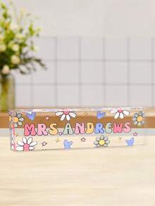 1pc Customized Teacher Name Plate, Back To School Teacher Gift, Personalized Acrylic Desktop Name Plate, Teacher's Day Gift ,Travel Organizer - Multicolor - View 2