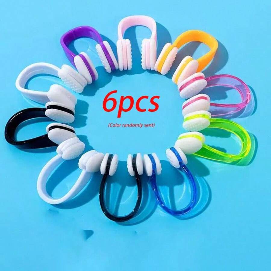 6 pièces Pince de nez pour la natation, douce, confortable, anti-étouffement, anti-glissement de particules, nouvelle variété de couleurs complète, pince de nez étanche (couleurs envoyées au hasard) - Multicolore - Voir 1