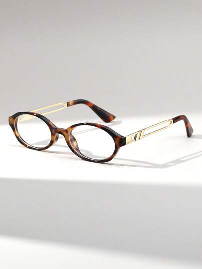 1 Pair Women's Cat Eye Small Frame Metal Leg Personalized Retro Street Style Non-Prescription Glasses, Suitable For Daily Outfit Accessories