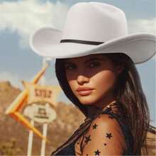 1 件男女通用西部牛仔帽，金属铆钉牛图案，轻质节日场合帽，采用非弹性涤纶编织而成，配有装饰配件，适合休闲旅行、度假、防晒和装饰