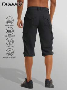 FASBUCO Men's Capri Pants 7 Pockets 3/4 Quick Dry Water Resistant Workout Hiking Summer Long Cargo Shorts Below Knee