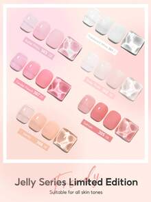 PEACECOLOR 6 Colors Jelly Nail Gel Polish Kits-Macaron Color Scheme Jelly Nail Gel Polis White Pink Nude Ice Transparent Gel Set-10ML Each Soak Off UV LED Gel Polish DIY Manicure Nail Salon - Floral Whirl - 查看 2