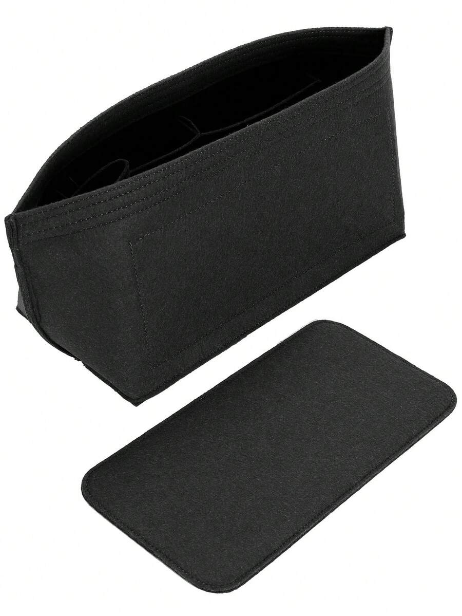 Felt Tote Bag Organizer Insert With Bottom Pad, Compatible With MM City 30 33 PM And More, Black, Suitable For Back To School Season - Black - View 1