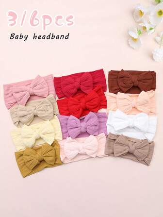 (3/6pcs) Soft & Comfortable Baby Headbands, Bowknot Infant Headwraps, Indoor & Outdoor Infant Fontanel Protection, Kids Hair Accessories