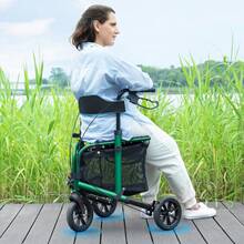WALK MATE 3 Wheel 8" Wheels Rollator Walker Aluminum , Foldable Lightweight With Seat Backrest Pouch - Green - View 7