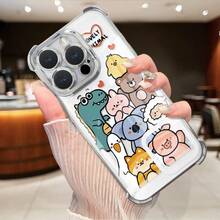 Phone Case For Compatible With IPhone 16/15/14/13/12/11 Pro, This Adorably - Whimsical Fashion - Forward Case Showcases An Intricately - Detailed, Cute - Cartoon - Inspired "Lovely Animal Group" Design With Vibrant Color Tones. Blending Transparent Shockproof Protection With An Ultra - Thin Acrylic + TPU Hard Back, It Resists Yellowing Like A Champ, Offering Crystal - Clear Coverage And Ultimate Drop Defense. Perfect For Those Who Love Charming, Playful Aesthetics, This Cheerful, All - Season - Ready Casing Is An Ideal Gift For Friends-Delivering Standout Phone Protection With A Burst Of Lively, Artistic Allure! - Màu tím - Xem 3