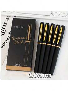 10 支黑色和金色圆珠笔 - 0.5 毫米/0.7 毫米/1.0 毫米细笔尖，大容量，适合办公室使用，黑色哑光笔适用于书写、签名、考试（随机包装） - 彩色 - 查看 8