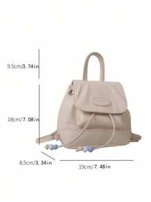 1 rucsac pentru fete, din PU, culori contrastante, stil școlar vintage, rucsac minimalist versatil, potrivit pentru utilizare zilnică (accesoriile nu sunt incluse)
