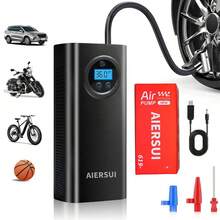 Compresor de aire portátil - Accesorios para automóvil, inflador de neumáticos recargable con pantalla digital de presión, bomba de aire eléctrica. Batería de ión de litio de 7.4V 1500mAh, material ABS duradero, inflador de neumáticos mini adecuado para automóviles/motocicletas. Negro. Regalo esencial para el automóvil. - Negro - Ver 13