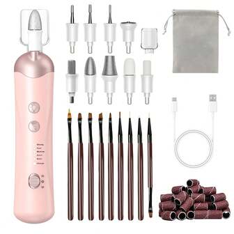 Cortaúñas eléctrico inalámbrico 11 en 1, lima de uñas eléctrica profesional para uñas de gel, taladro de uñas con 5 velocidades, set de manicura y pedicura para uñas de gel, uñas naturales y uñas acrílicas.
