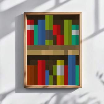 1pc Modern Pixel Art Canvas Posters - Blue, Brown, Black Minimalist Design - Home, Office, Cafe, Library Decor - Birthday/Graduation Gift - 12x16 Inches (30x40cm) - Easy Hanging No Frame Needed - Painting Supplies Wall Decoration, Painting Wall Arts, Office Artwork, Vibrant Color Print, 2D Flat, Perfect For Room Decor Fall Decor