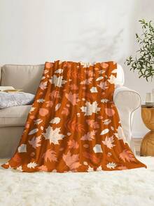 1pc Maple Leaf Pattern Blanket, Harvest Festival Blanket, Soft Warm Plush Throw Blanket, Suitable For Home Decor, Living Room, Sofa, Nap, Lounge Chair And Bedroom,Fall Decor,Autumn Decor,Room Decor - Multicolor - View 4