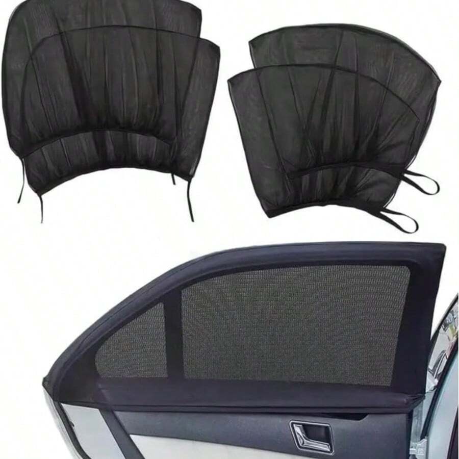 This 4-Piece Set Of High-End Window Sunshade Mesh Screens Offers UV Protection And Privacy Protection. The Universal Design Is Suitable For Various Vehicle Models And Enhances The Comfort Inside The Car - Black - View 1