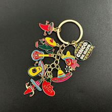1 件墨西哥狂欢节滴油帽辣椒吊坠钥匙扣时尚配饰钥匙扣挂件礼物 - 彩色 - 查看 10