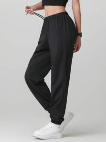 Women'S Outdoor Casual Running Pants - Elastic Waistband Pockets Sports Trousers, Lightweight All-Season Pants, Women'S Athletic Long Pants, Suitable For Gym, Machine Washable, Solid Color Design, Comfortable Fit, Y-Shape Style, Elastic Waist, Ideal For Outdoor Hiking & Sports Enthusiasts Tights