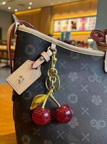 1 件时尚创意奢华樱桃水果钥匙扣，闪闪发光的水晶装饰，适合日常佩戴和礼物汽车配件可爱哥特 Y2k