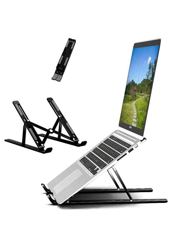 1pc Laptop Stand, Height Adjustable Foldable Laptop Table Stand, Portable Folding Three Person Cooling Bracket, 7 Level Adjustable, With Expanding Phone Holder And Adjustable Cooling Bracket For Any Laptop