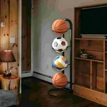 1 件金属易组装球类收纳架，室内碳钢篮球收纳架放球足球收纳篮放置架排球架支架节省空间家庭卧室客厅学校，多层篮球收纳架带大圆形底座 - 坚固的金属运动球类收纳架可容纳篮球、足球、排球 - 有多种尺寸可供选择 - 彩色 - 查看 4