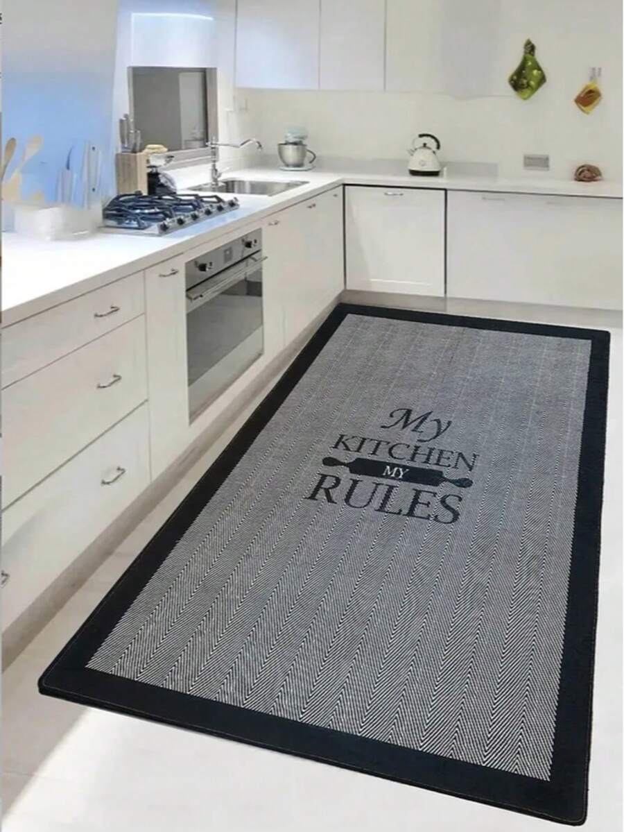 Kitchen Runner Rug – Washable NonSlip Kitchen Rug – 80x120, 80x150, 80x200, 80x300, 100x160, 100x200, 100x300, 120x180, 140x190, 160x230 Cm – Soft & Durable - Made In Turkey - Dark Grey - View 1