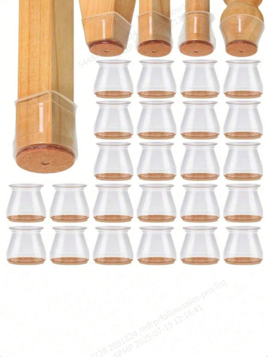 4/8/16/24 件圆形椅腿地板保护垫 - 消除地板噪音，防止刮擦，滑动顺畅 - 硅胶结构，柔软毡垫，轻柔接触地板，保护地板、桌椅腿