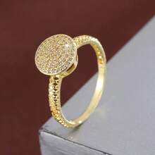 1pc Geometric Cylinder Design Cubic Zirconia Women Ring
