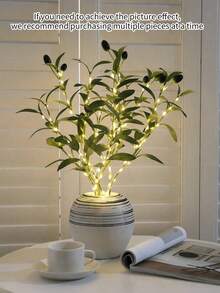 1pc Olive Branch LED Light, Modern Home Decor Lamp, Suitable For Festivals, Weddings, Birthdays, Party Atmosphere Creation, Great For Cabinet, Dining Table, Cafe Decoration - 彩色 - 查看 5