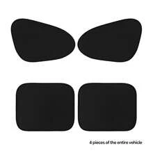 4pcs/Set Car Static Adsorption Sun Shades, Side Window Privacy Sunshade, Heat Insulation Curtain, Car Window Sunshield, PVC Static Film, Double-Sided Black Blackout Cloth - Multicolor - View 8