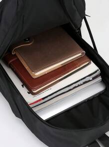 Durable Waterproof Large Capacity Backpack, Daily Backpack, Fashionable Travel Commuter Bag, Bookbag, Laptop Bag, Stylish Shoulder Bag, Travel Bag, Sports Bag, College Bag, Student Bag, College Business Bag, Outdoor Hiking Camping Sports Leisure Backpack - Black - View 6