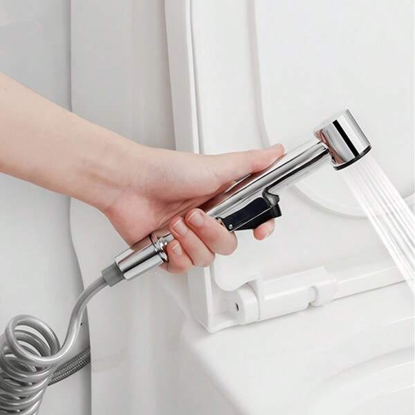1 pieza Rociador de bidé de doble función y cabezal de ducha - Adaptador en T de latón, fácil instalación, diseño clásico, sin necesidad de electricidad, plástico duradero con accesorios de montaje en pared, accesorio de bidé para inodoro, accesorio de baño minimalista, conexión de latón de alta calidad