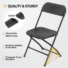 10 Pack Black Plastic Folding Chair, Indoor Outdoor Stackable Seat - 黑色 - 查看 6