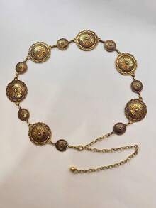 新款复古西式牛仔链条腰带，不锈钢腰链配饰，适合女士连衣裙