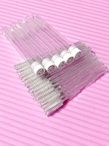 50Pcs Eyelash Brush Tube Disposable Mascara Wands Tube Reusable Lash S Brush Dust-Proof Cleaner Storage Tubes, Eyebrow Brush, Eyeshadow Brush, Brush - White - View 6