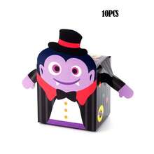 10 件万圣节手臂形饼干盒，南瓜和鬼魂主题食品纸盒，糖果袋，独特的手臂形设计，方便携带，展现万圣节氛围，适用于饼干、糖果、零食包装，手工制作 DIY，派对分享的创意包装，节日礼物