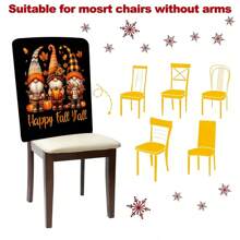 1pc/4pcs/6pcs/10pcs Autumn Series 3 Dwarfs & Pumpkin Pattern Plush Chair Cover, Removable Short Plush Material Chair Protector Slipcover, Suitable For All Seasons, Holiday Decor, For Dining Room, Living Room, Office, Hotel & Home