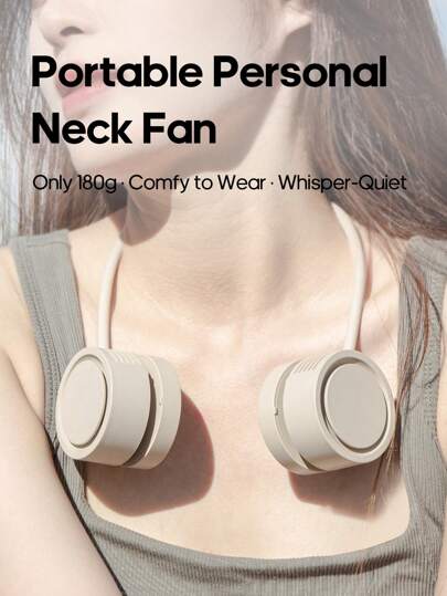 kinscoter 1PC Rechargeable 1600mAh Mini Portable Neck Fan Foldable Camping Travel Accessories Beach Air Cooler Back To School Mute Recargable Mini Fan Hanging