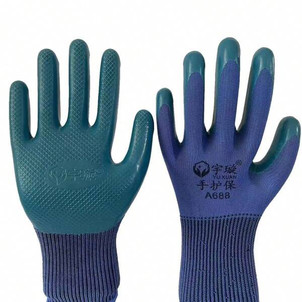 1 par de guantes de trabajo impermeables, resistentes al desgaste y a los pinchazos, con puño de punto, para jardinería, poda de rosas y construcción