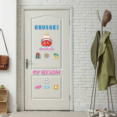 27 ímãs de geladeira de borracha reutilizáveis com balões, cupcakes, bolos e estampas de "Feliz Aniversário", para decoração de casa, geladeira, lava-louças e armários, decoração de comemorações | Design de balões | Ímãs decorativos