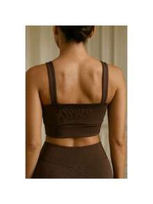 Cropped Top Gym Workout Women's Fashion Sport Running Cup Summer Workout Fitness - Rỉ Nâu - Xem 5