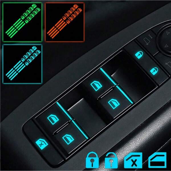 Small Car Window Control Button Luminous Sticker, Car Interior Luminous Fluorescent Sticker