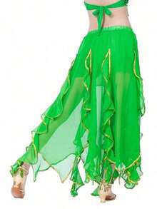 Women's Belly Dance Long Skirt, Decorated With Coins, Chiffon Material, Multi-Layered Ruffles, Suitable For Parties, Festivals, Dance Performances And Other Occasions - Multicolor - View 30