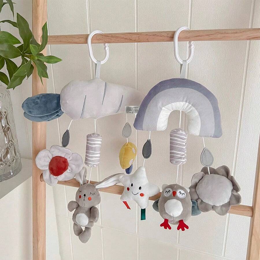 1 pieza Decoración colgante de sonaja con estilo nórdico y diseño de dibujos animados, muñeca de peluche para silla de coche de bebé, muñeca colgante para cochecito de bebé, regalo para recién nacidos