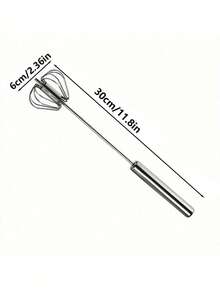 1pc Stainless Steel Semi-Automatic Egg Beater, Stainless Steel Hand Push Rotary Mixer, Egg Whisk, Cooking Utensil, Baking Tool, Practical Kitchen Tool - Multicolor - View 3