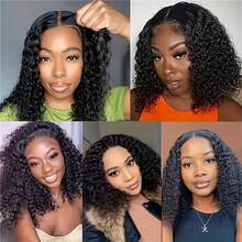 HD Glueless Wigs Human Hair Pre Plucked Pre Cut Bob 5x5, #1B Natural Black 200% Density Hairline Curly Bob Wig Human Hair, Wear And Go Deep Wave Human Hair Lace Wigs For Women - Natural Black - 查看 7