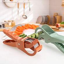 1 Stück Edelstahl Gemüse & Obst Handschneidegerät, Gurken Salat, Bananen Schneider Messer, Küchenwerkzeug Zwiebel Zerkleinerer (Grün/Orange)