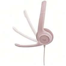 Logitech H390 USB Noise-Cancelling Headset With Rotating Omnidirectional Microphone, In-Line Volume Control, Comfortable Headband + Breathable Ear Pads, Essential For Online Class Call Centers, Pink - Pink - View 3