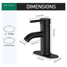 Matte Black Bathroom Sink Faucet, Single Hole Single Lever, Modern Deck Mount For 1-Hole Or 3-Hole Sinks - Black - View 7
