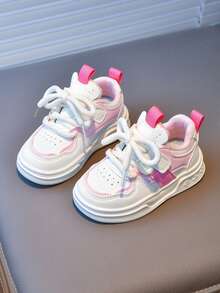 1 双儿童时尚百搭运动鞋，拼色，钩环扣，防滑，耐磨，适合上学和玩耍，春秋季 - 粉色 - 查看 14