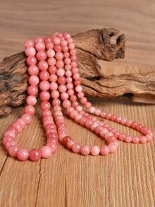 Dây chuyền đá Sunstone thời trang 6mm/8mm/10mm, dây chuyền hạt đá tự nhiên tinh tế (màu đá tự nhiên ngẫu nhiên) - Hồng - Xem 6