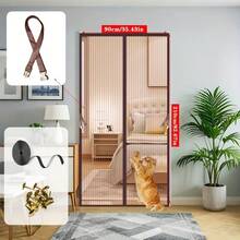 1件磁性纱门，网状帘布，配有强力磁铁和全框魔术贴，多种颜色可选（灰色、白色、黑色、棕色），隐藏式磁条设计，优雅紧密闭合，密实网眼，有效防蚊虫并保护隐私。